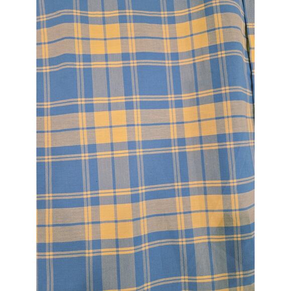 NWT St. John Bay SS Button Down Shirt Yellow and Blue Plaid Stretch Size 2XL - Picture 5 of 7